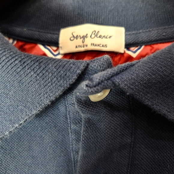 SERGE BLANCO NAVY BLUE POLO WITH HEART PATCH SIZE 2XL - Picture 3 of 7
